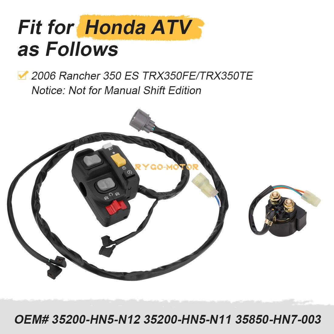 Handlebar & Starter Relay Switch for Rancher TRX350FE/TRX350TE (2006–2006)