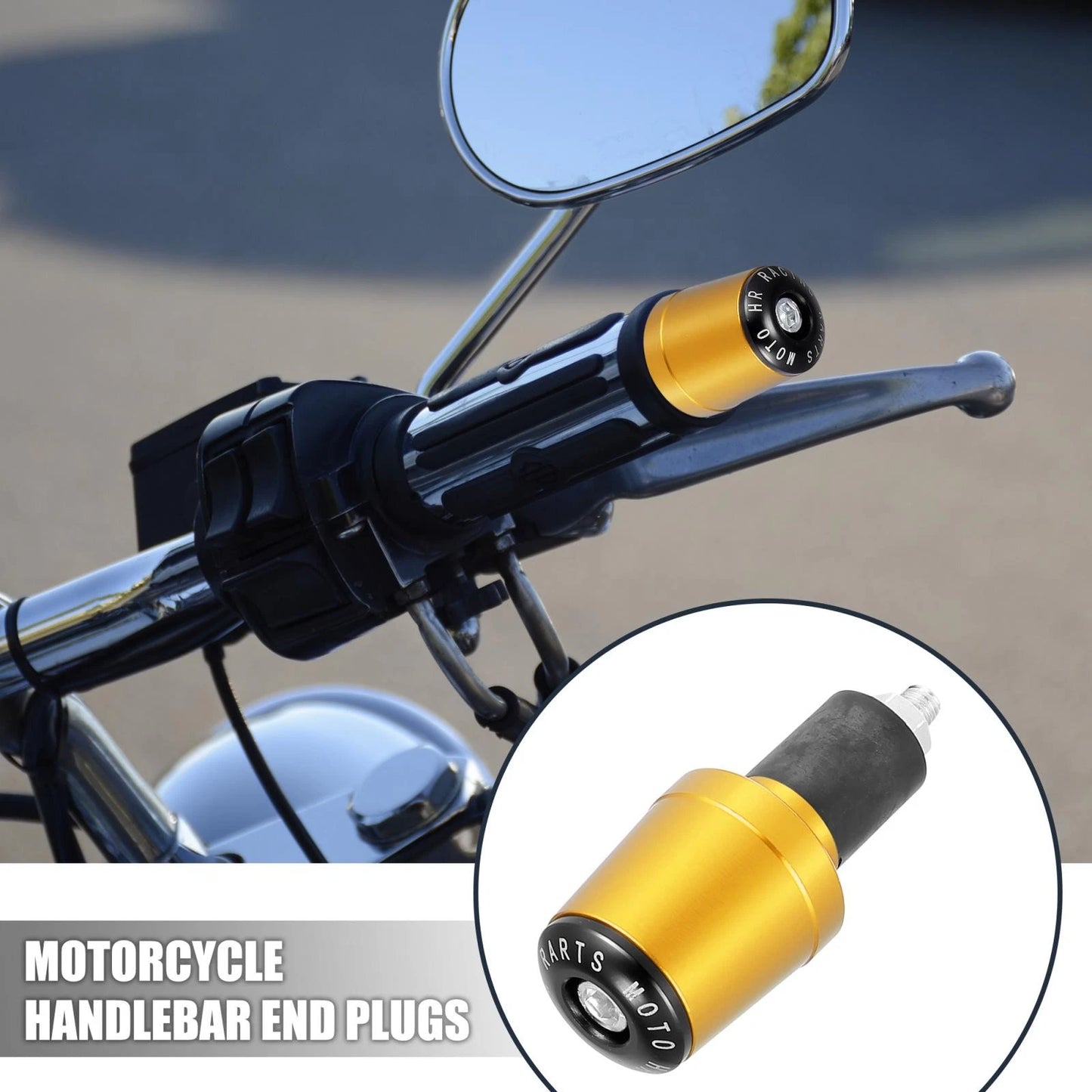 1 Pair Gold Tone 7/8 inch Handlebar End 22mm for Motorcycle