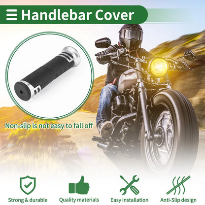 7/8 22mm Hand Grips Cover Silver Tone for Motorcycle