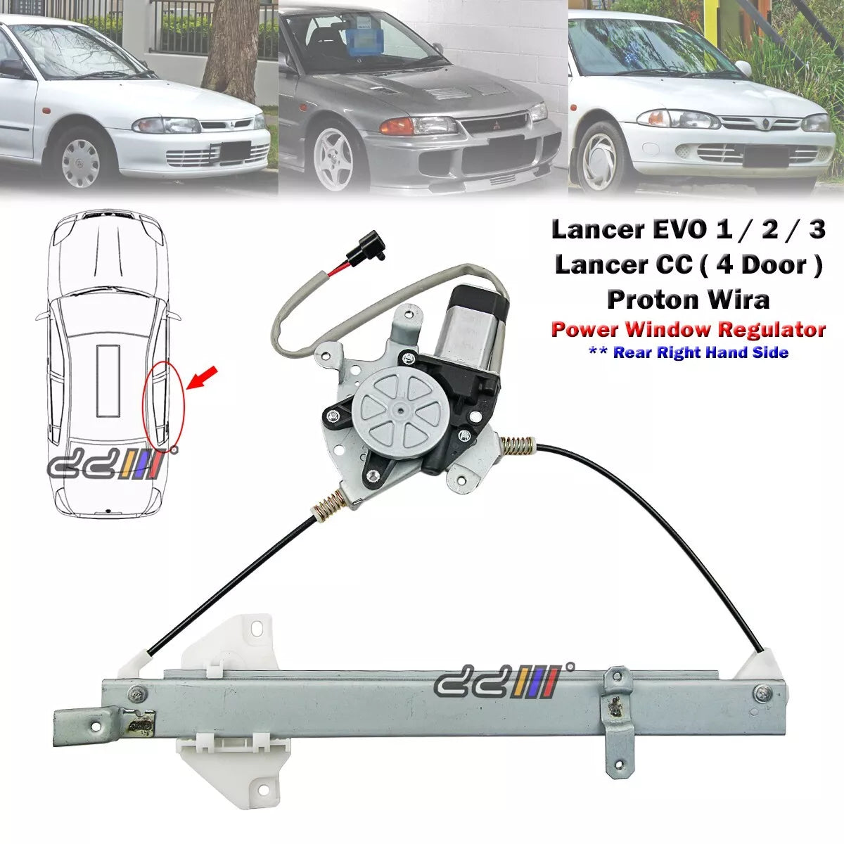 Rear Right Window Regulator Motor for Mitsubishi Lancer EVO (2001-2007)
