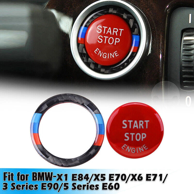 Red Engine Start Stop Push Button Cover & Ring Trim for BMW E90 E92 E93 (2009-2012)