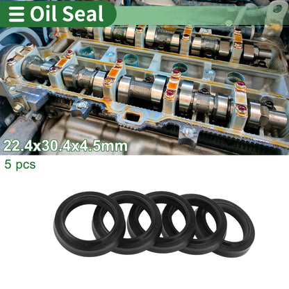 Oil Seal 22.4x30.4x4.5mm NBR Rubber Rotary Shaft Seal 5 Pcs