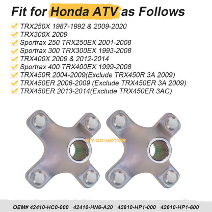2 x Rear Wheel Hubs for Honda Sportrax 300 TRX300EX (1993–2008)