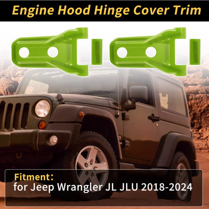 Hood Hinge Covers  for Jeep Wrangler JL JLU (2018-2024) Plastic Green