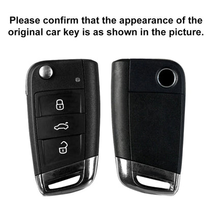 Key Case Cover for VW Polo, Golf 7, Tiguan, Skoda, SEAT (Silver/Black)