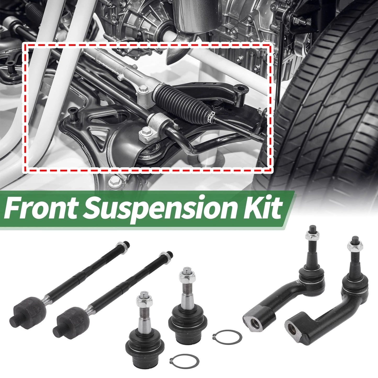 6 Pcs Front Suspension Kit Tie Rod Ends for Ford Expedition (2003-2023)