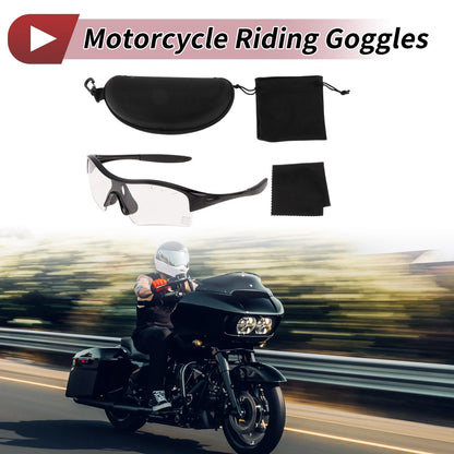 Motorcycle Riding Goggles Clear Lens Black Frame TPU Cycling Sunglasses