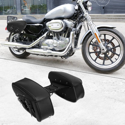 Pair Motorcycle Saddlebag Handlebar Bags Tool Bags Adjustable Buckles Black
