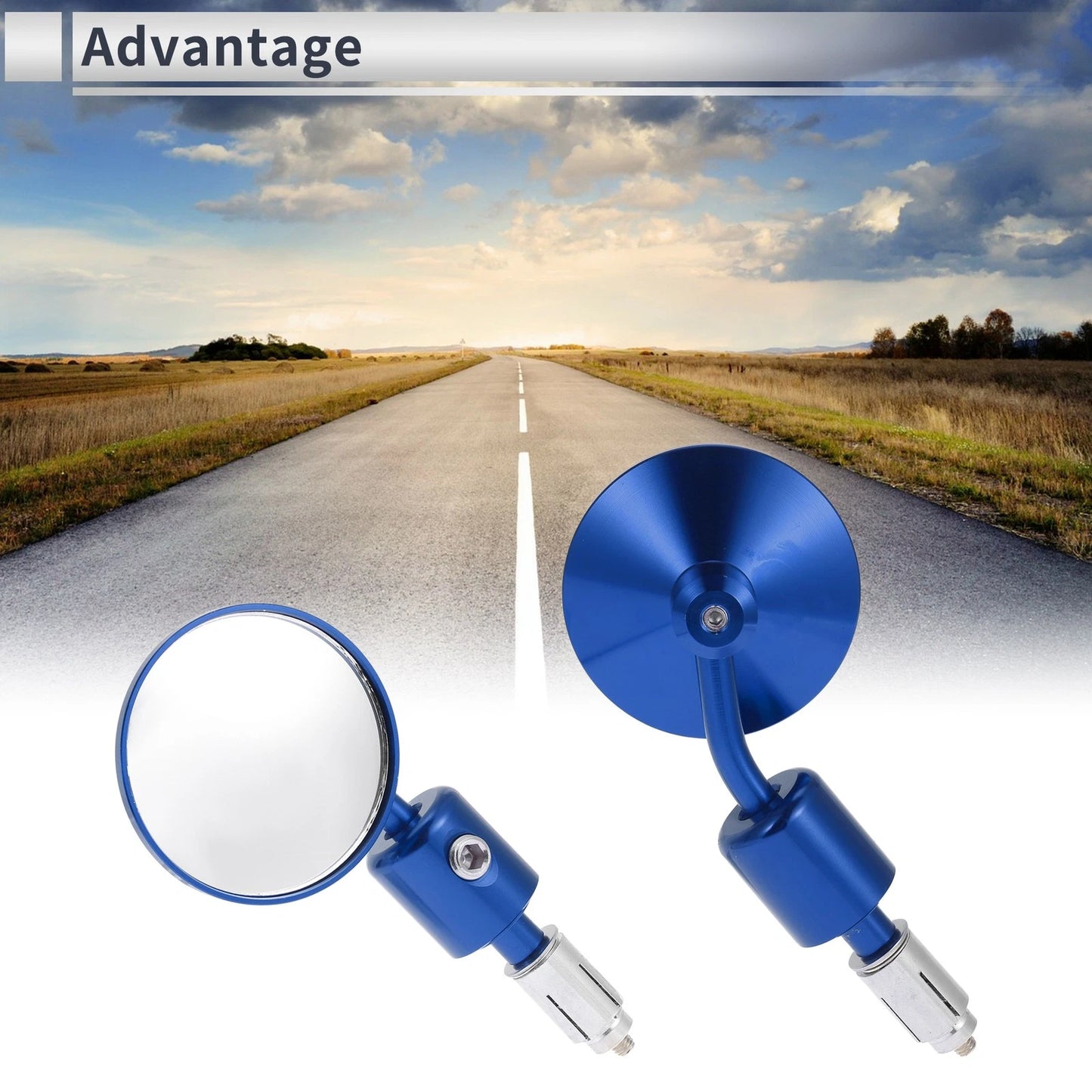 Rear View Mirrors 1 x Set Blue Aluminum Alloy Round Shape for M6