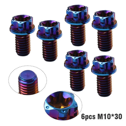 6 x Titanium Bolt Torx Head Flange Screw M10x30mm for Motorcycle Bike