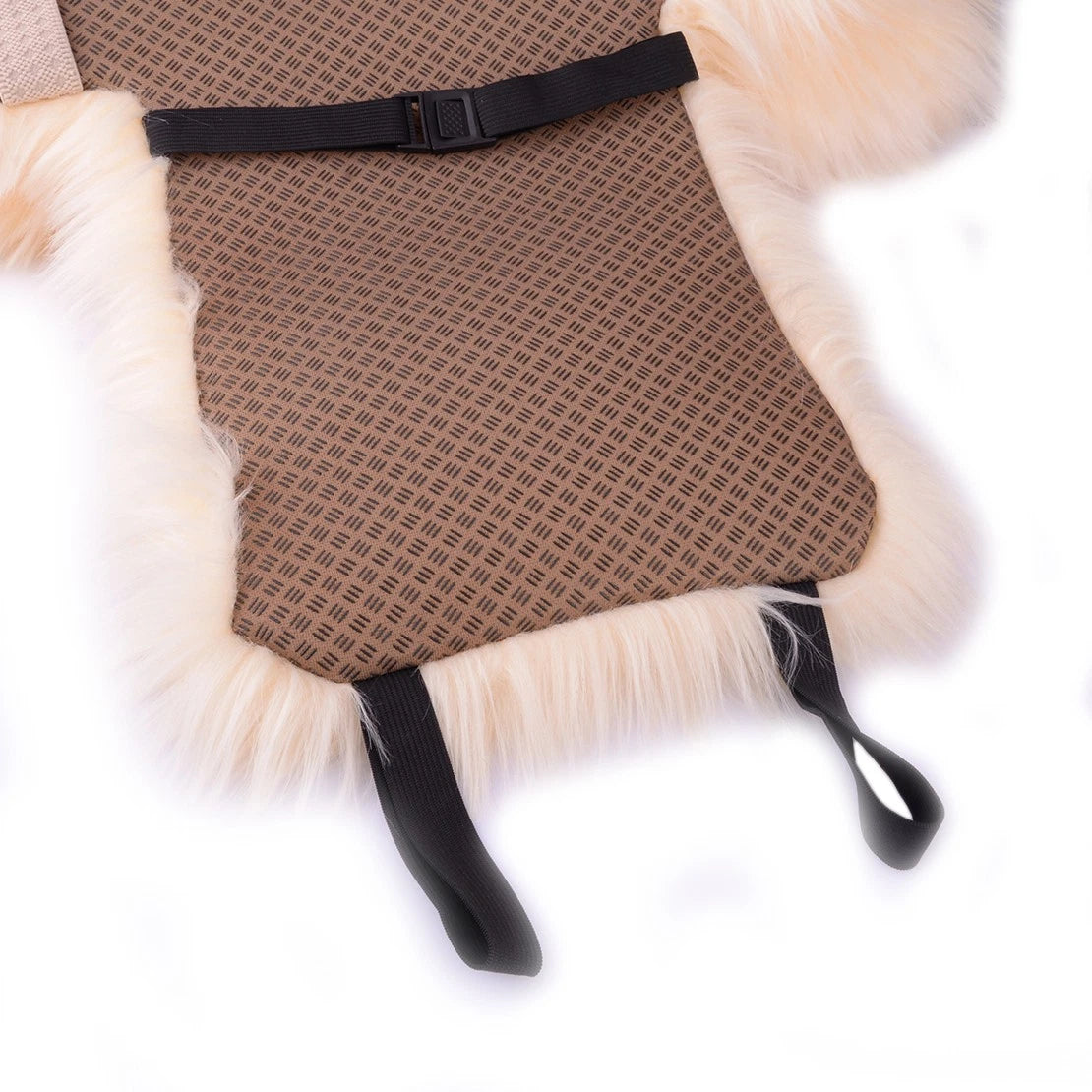 Beige Plush Front Seat Cover for Car - Universal Fit (No specific years)
