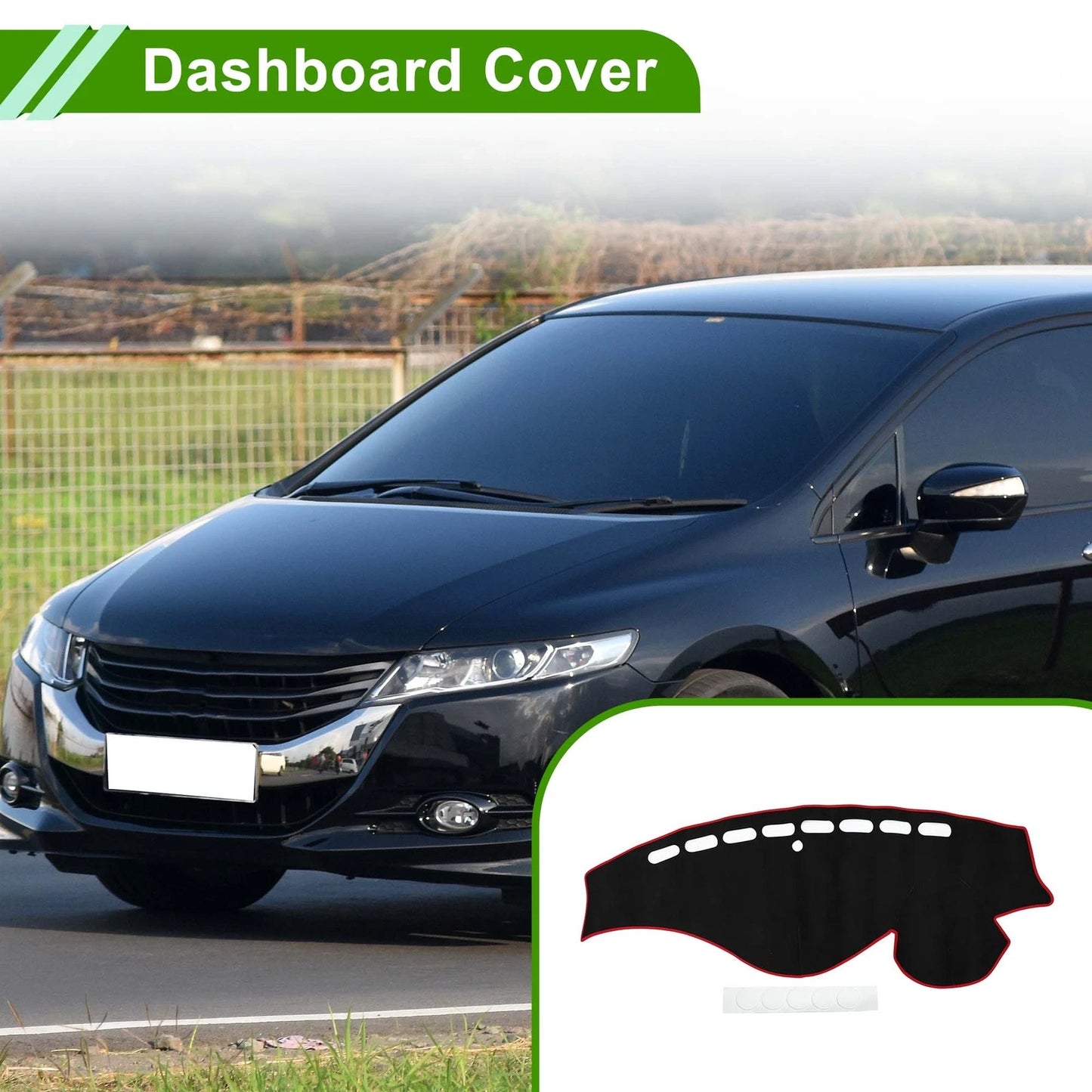 Dash Cover Mat for Honda Odyssey (2009-2014) Sun Protector Pad Black Red