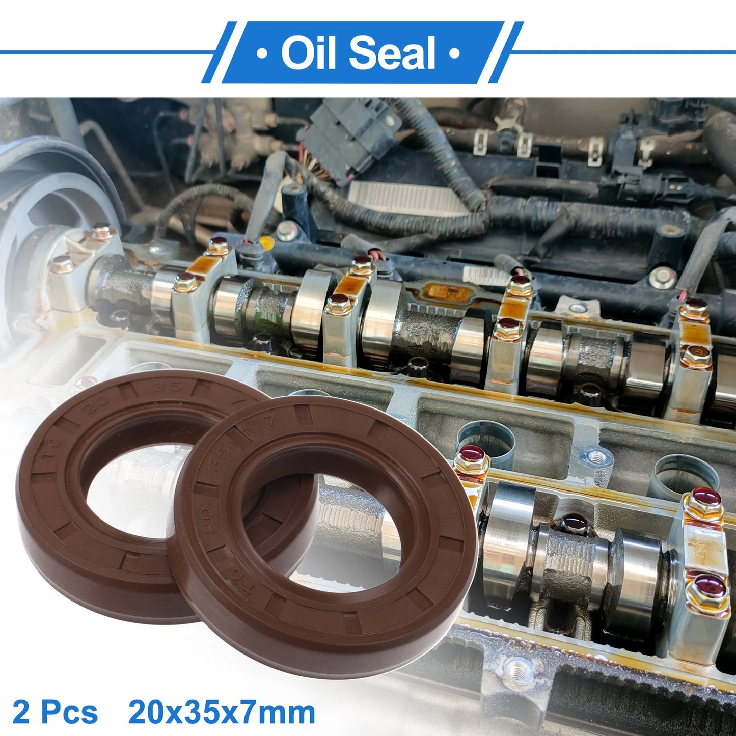 Oil Seal / 20x35x7mm / Rotary Shaft Seal FKM Rubber 2 Pcs