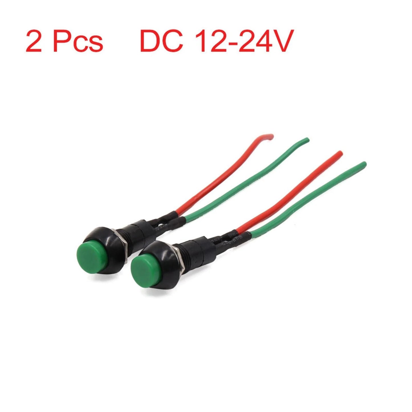 2 x Round Wired Momentary Push Button Switch DC12V-24V for Car Motorcycle