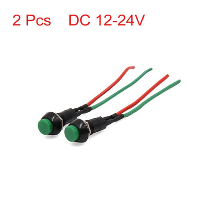 2 x Round Wired Momentary Push Button Switch DC12V-24V for Car Motorcycle
