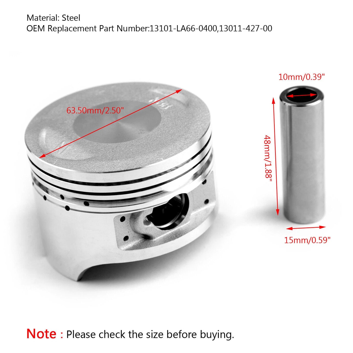 Piston 63.5mm for Honda CG200 Engine (2000-2023)