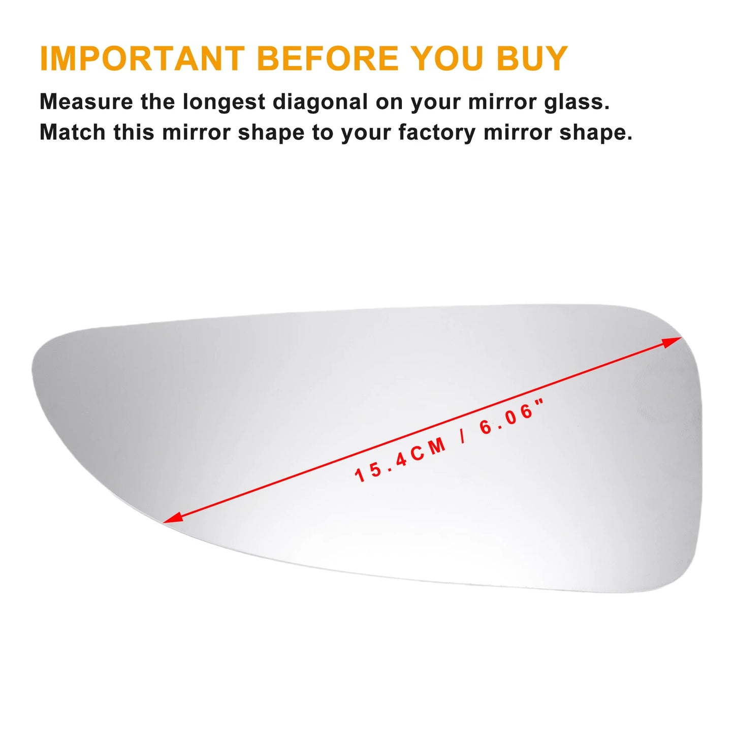Left Lower Side Mirror Glass w/ Adhesive for Nissan, Opel, Renault