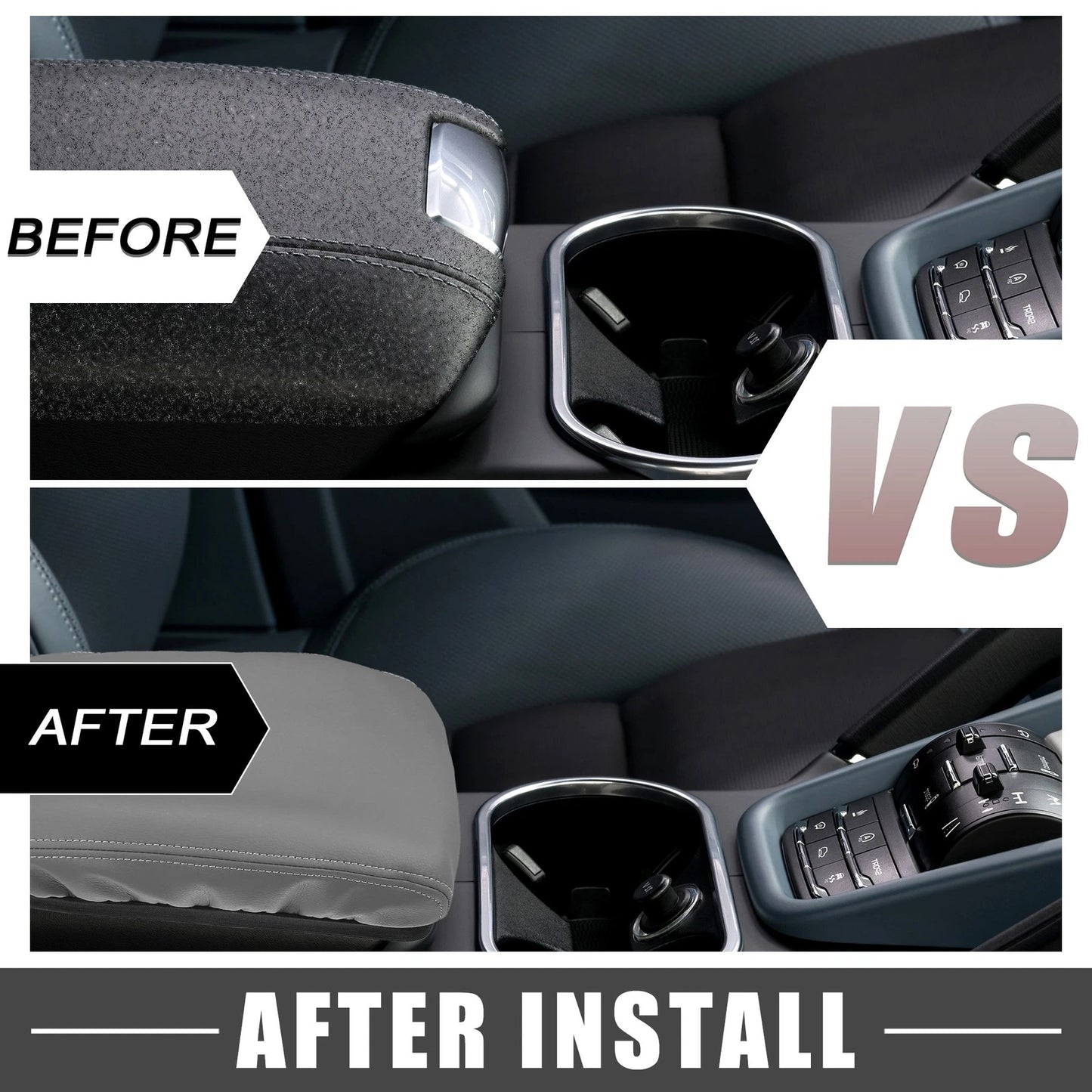 Center Console Armrest Cover Pad for Toyota Highlander (2008-2013) Gray