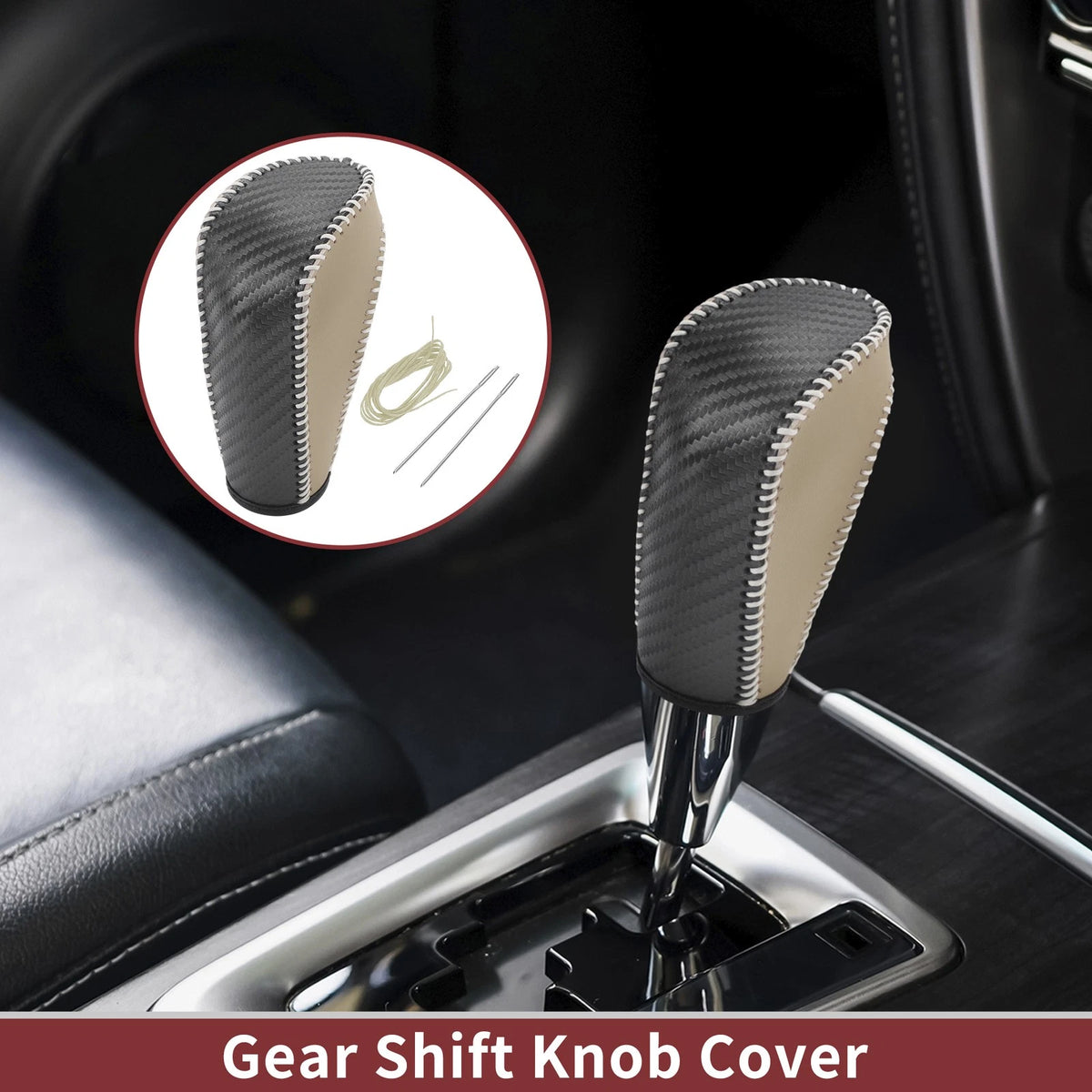 Car Gear Shift Knob Cover for Ford Fiesta (2009-2012) Black Beige