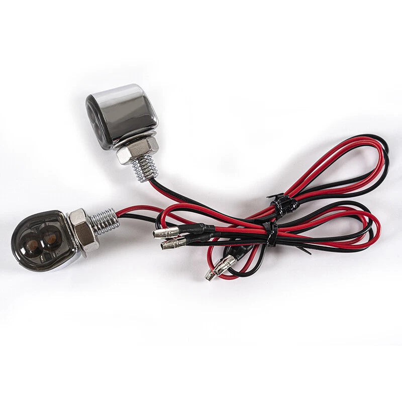 LED Mini Turn Signal Lights for Motorcycle Bike - Amber Chrome (Fits Most Models)