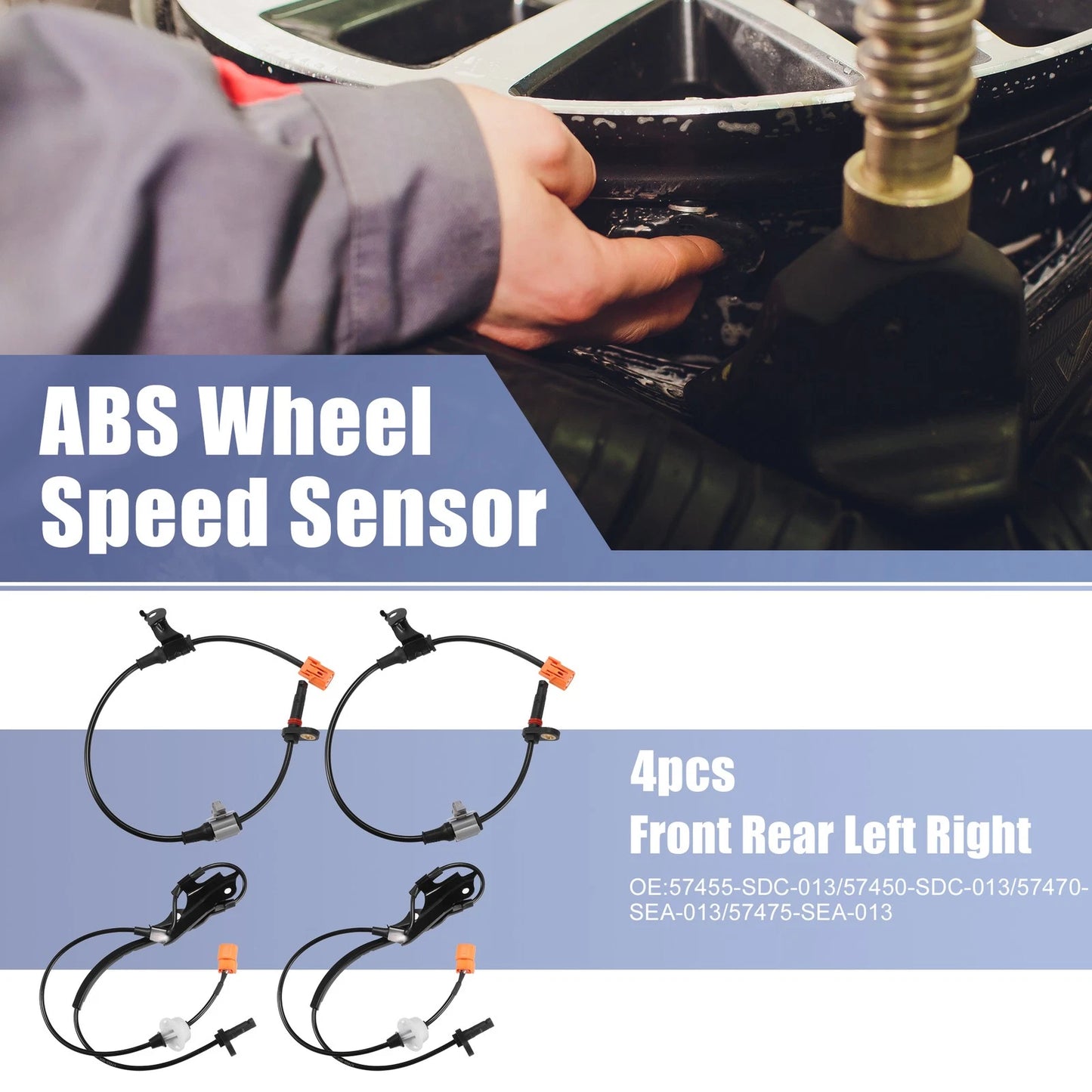 4 x Front Rear Left Right ABS Sensor for Honda Accord (2003 - 2007)