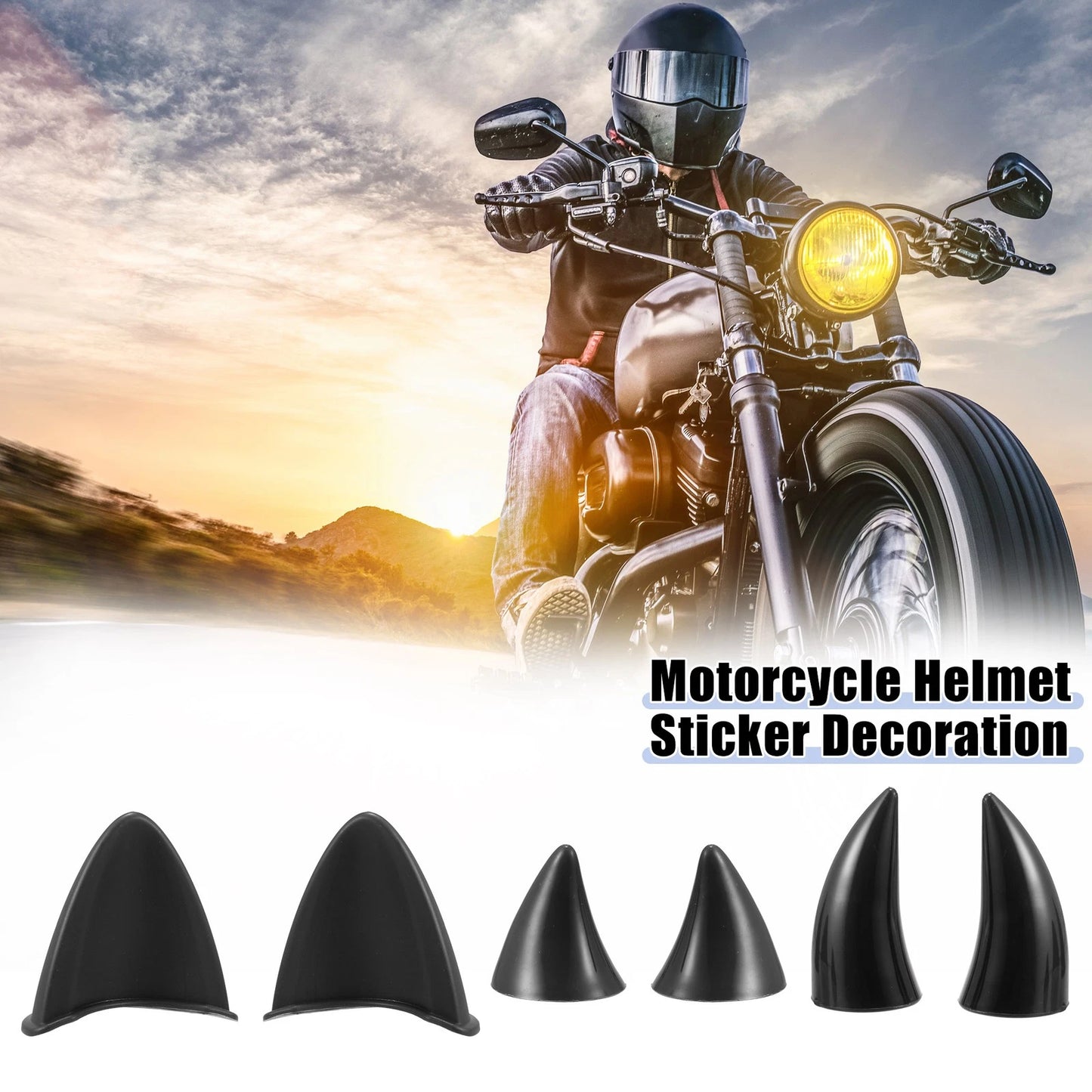 Set Cat Ears Devil Horn Decoration for Motorcycle Black