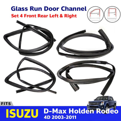 Glass Run Door Channel Rubber Seal Set 4 Fits Isuzu D-Max TFR 4D Pickup 2003-11