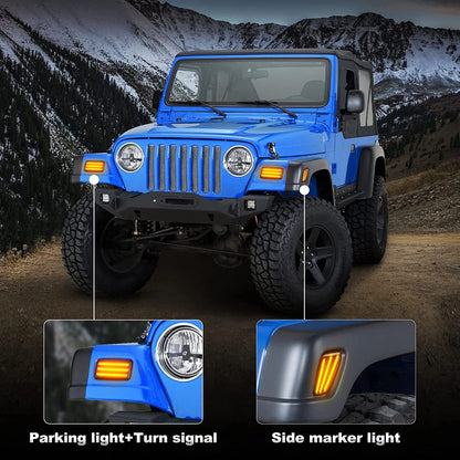Dynamic LED Front Side Marker Bumper Light for Jeep Wrangler TJ (1997–2006)