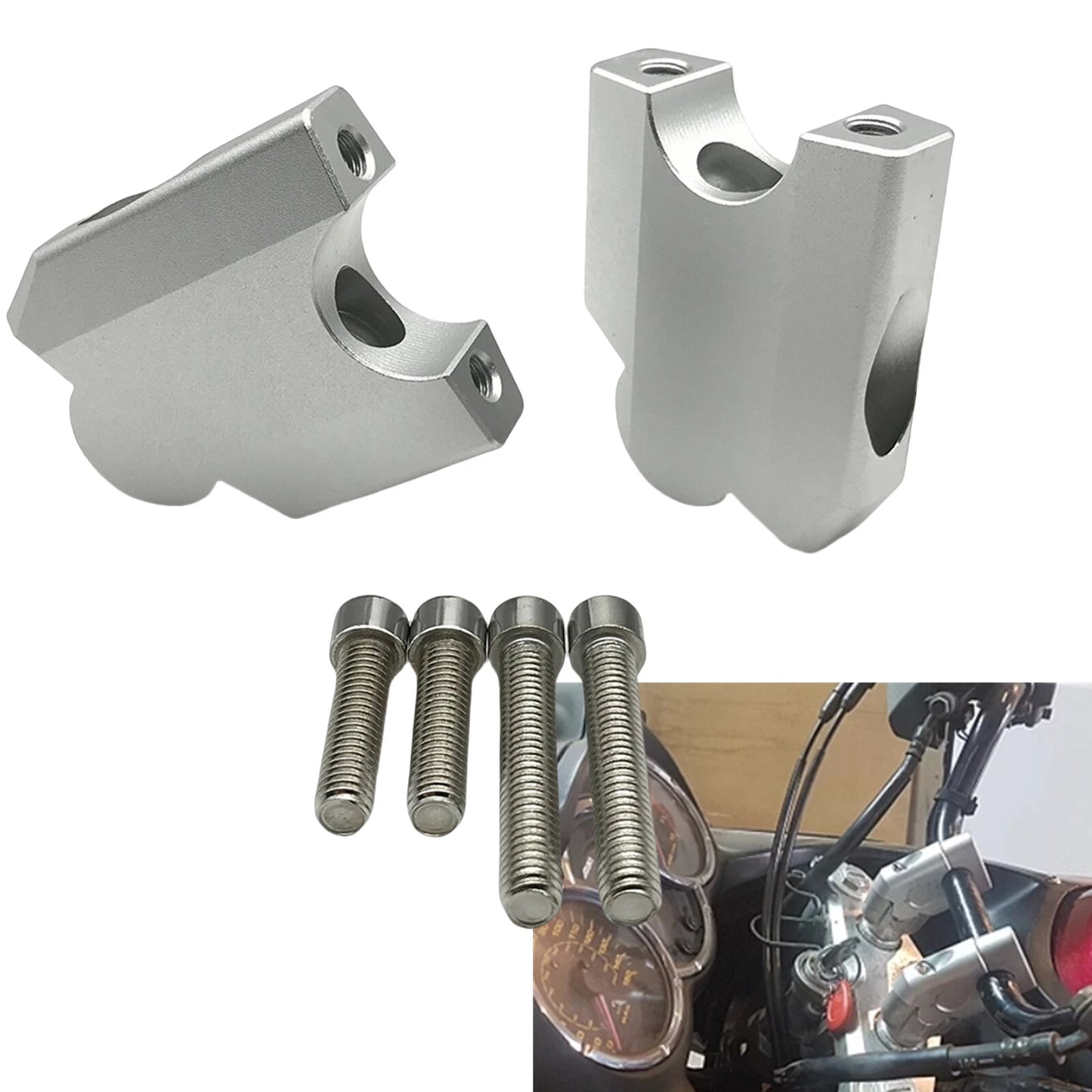 Handlebar Riser Mount Clamp for YAMAHA XT1200Z (2010-2020) Silver
