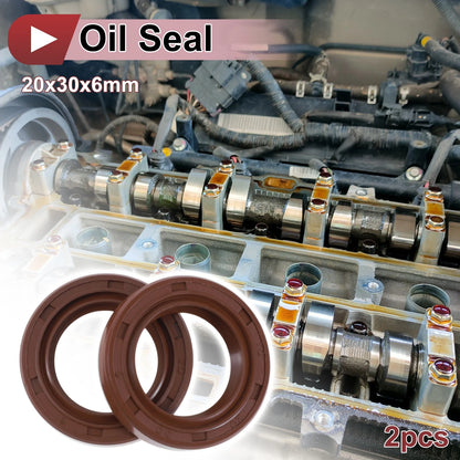 Oil Seal / 2 x 20x30x6mm / FKM Rubber Brown