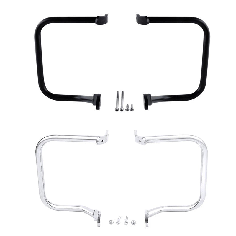 Chrome/Black Saddlebag Guard Rail Crash Bar for Harley FLST FLSTC (2000-2017)