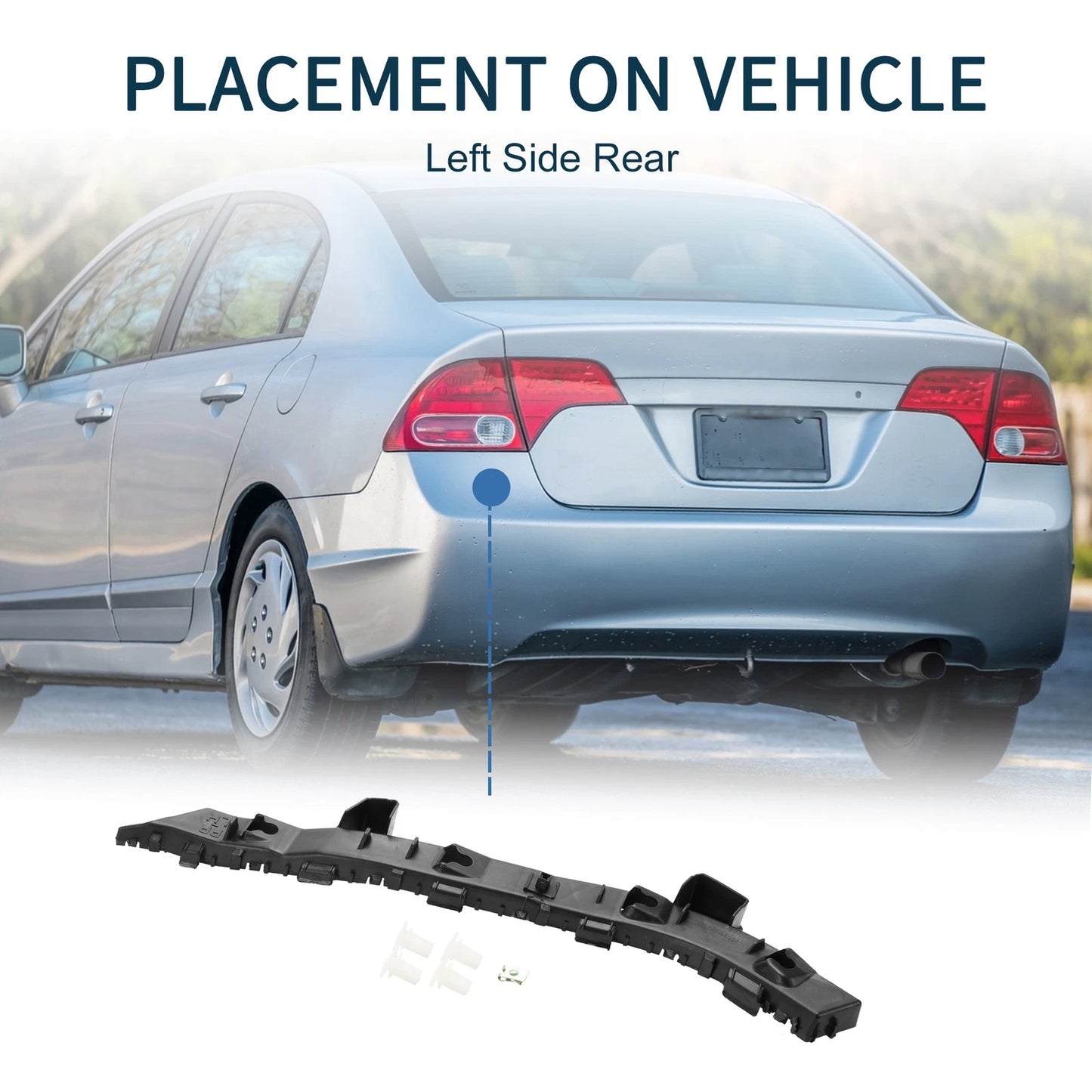 Left Rear Bumper Retainer Bracket for Kia Forte Sedan (2014-2018)