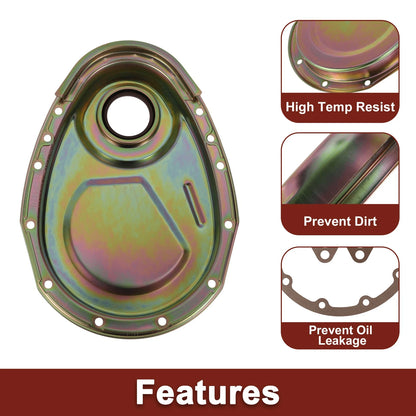 Timing Chain Cover Kit With Gasket Seal Bolts for Chevy SBC Small Block 283