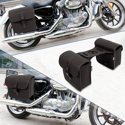 Pair Side Bag Saddlebag with Quick Release Buckles Dark Brown for Motorcycle