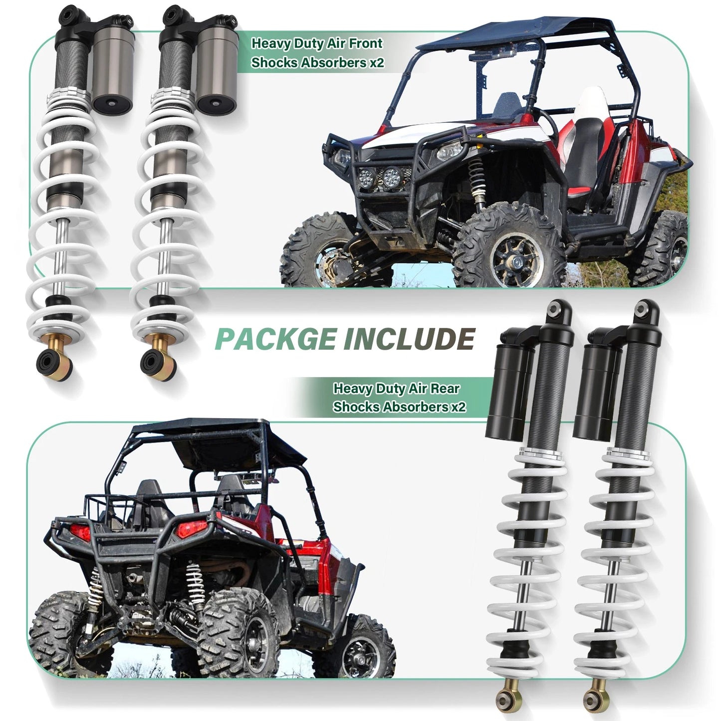 Front & Rear Air Shocks for Polaris RZR 800 S (2009-2012)