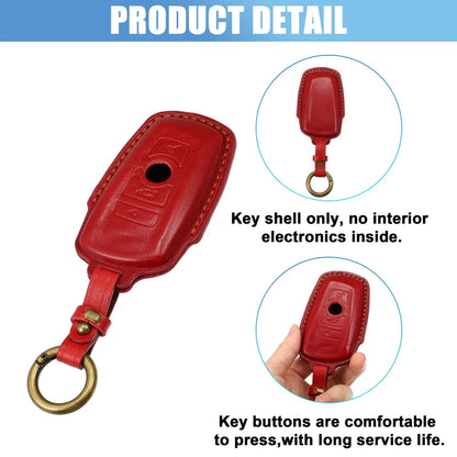 Faux Leather Blue Key Fob Case Cover 4 Button Protector for BMW