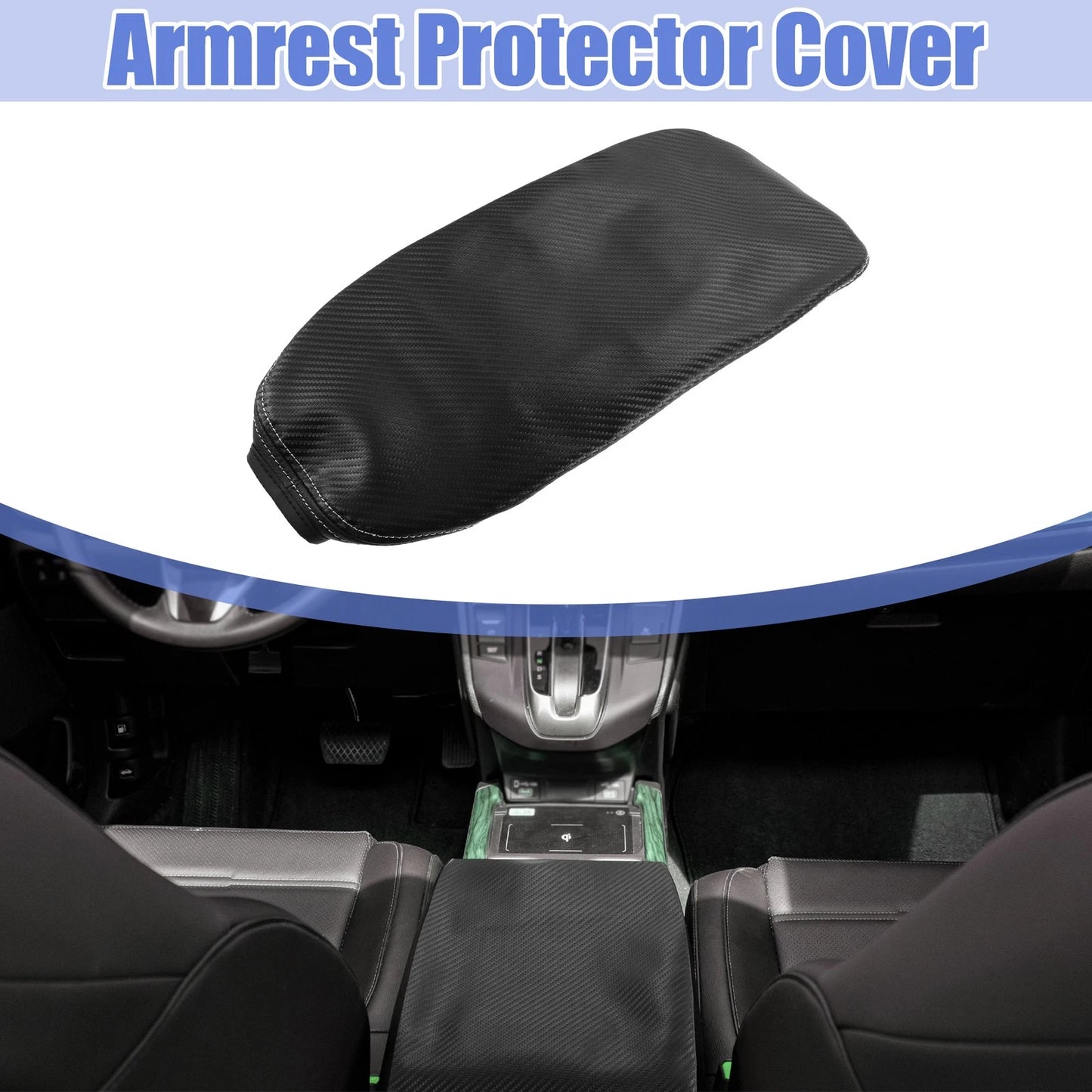 Center Console Armrest Cover for Toyota RAV4 Carbon Fiber Pattern Black Gray