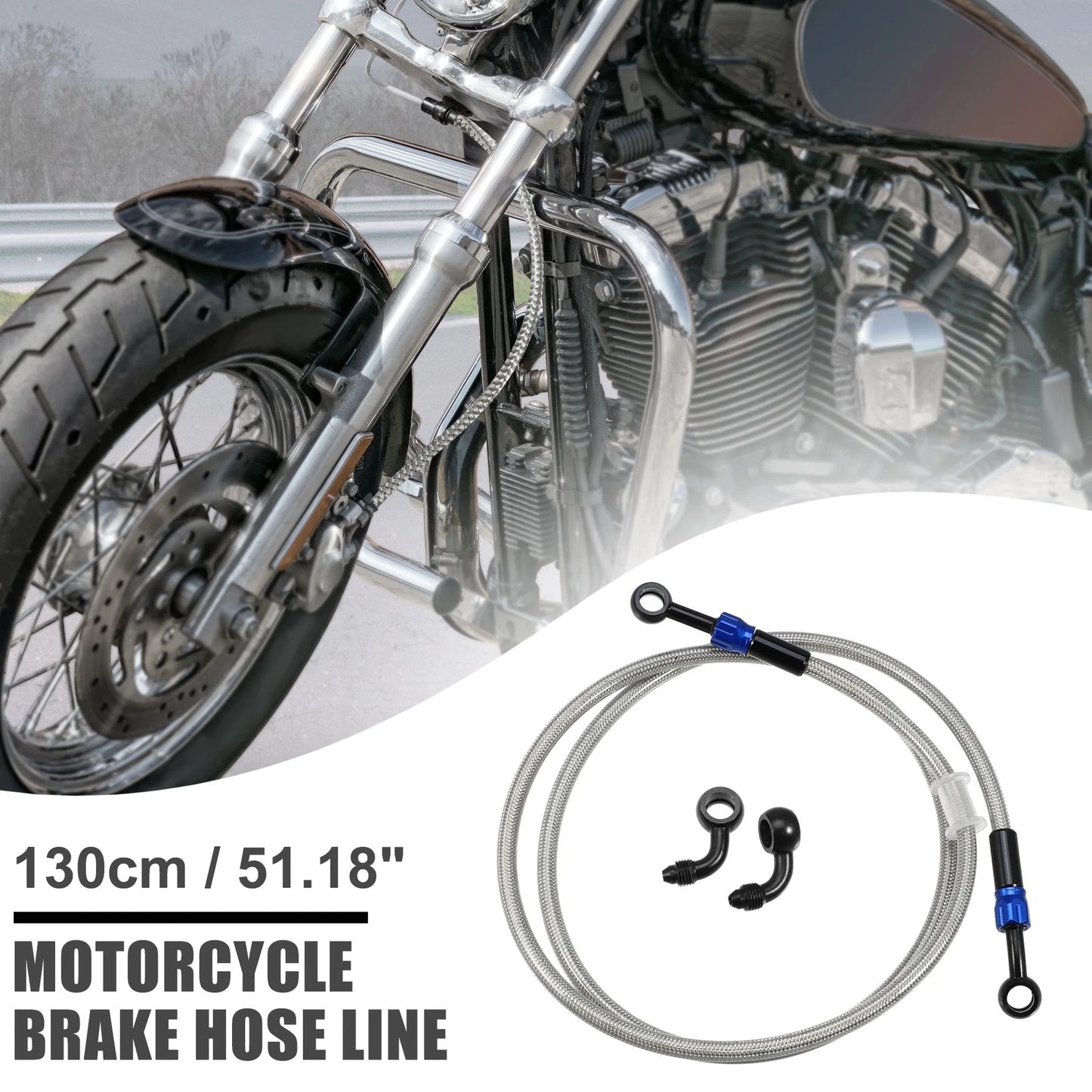 Brake Hose 130cm 90 Degree Motorcycle Braided Line for AN3