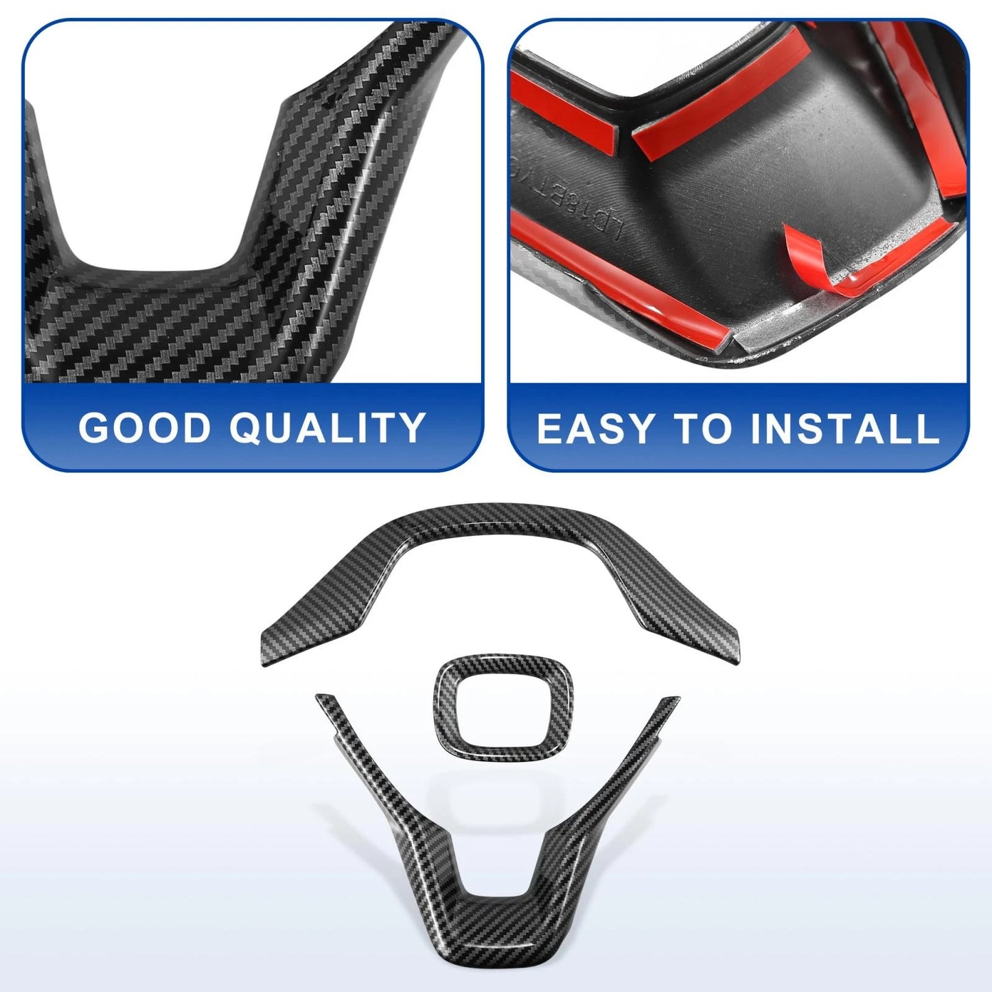 3pcs Steering Wheel Cover Trim for Honda Accord (2018-2021) Carbon Fiber