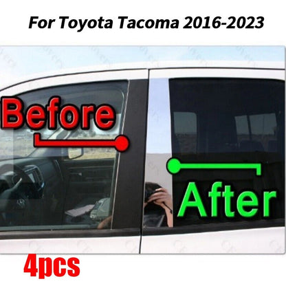 4PCS Chrome Pillar Trim Door Cover Mirrored Post for Toyota Tacoma (2016–2023)
