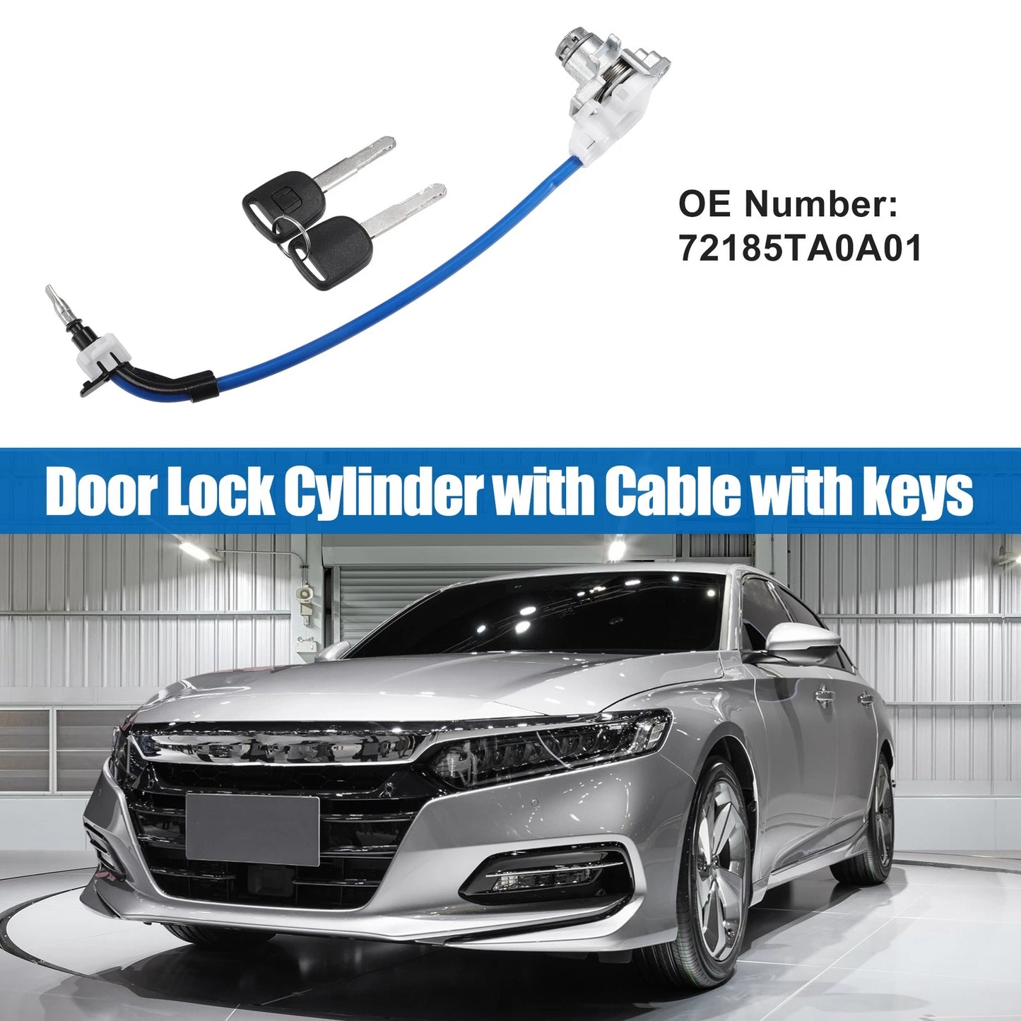 Door Lock Cylinder Set with Cable & Keys for Honda Accord (2011-2012)