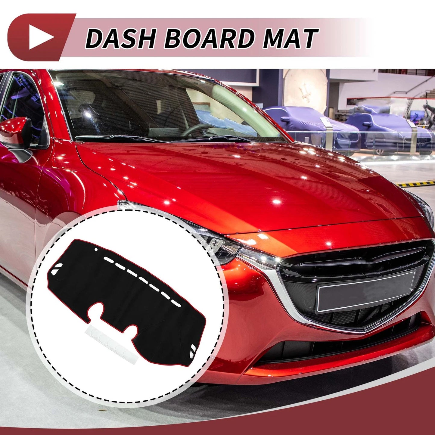 Dashboard Cover Mat for Mazda 2 Demio (2007-2014) Sun Protector Black Red