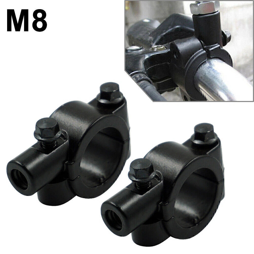 25MM M8 Black Motorcycle Handlebar Mirror Mount Holder Clamp