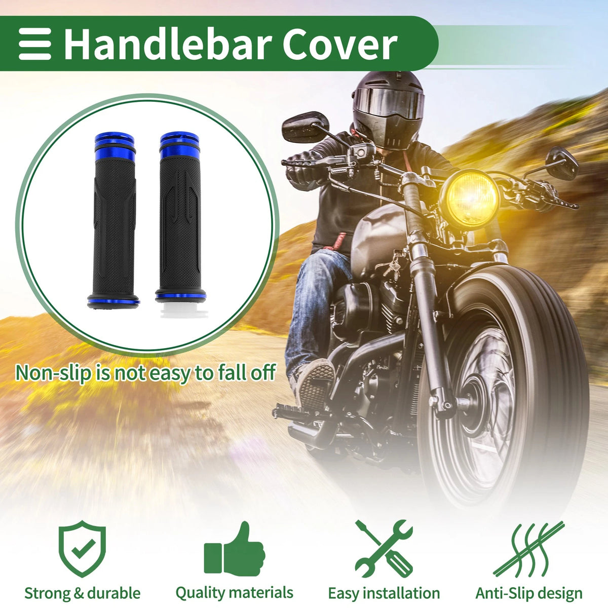 Hand Grips Cover / 7/8" 22mm / Motorcycle Aluminum Alloy Rubber