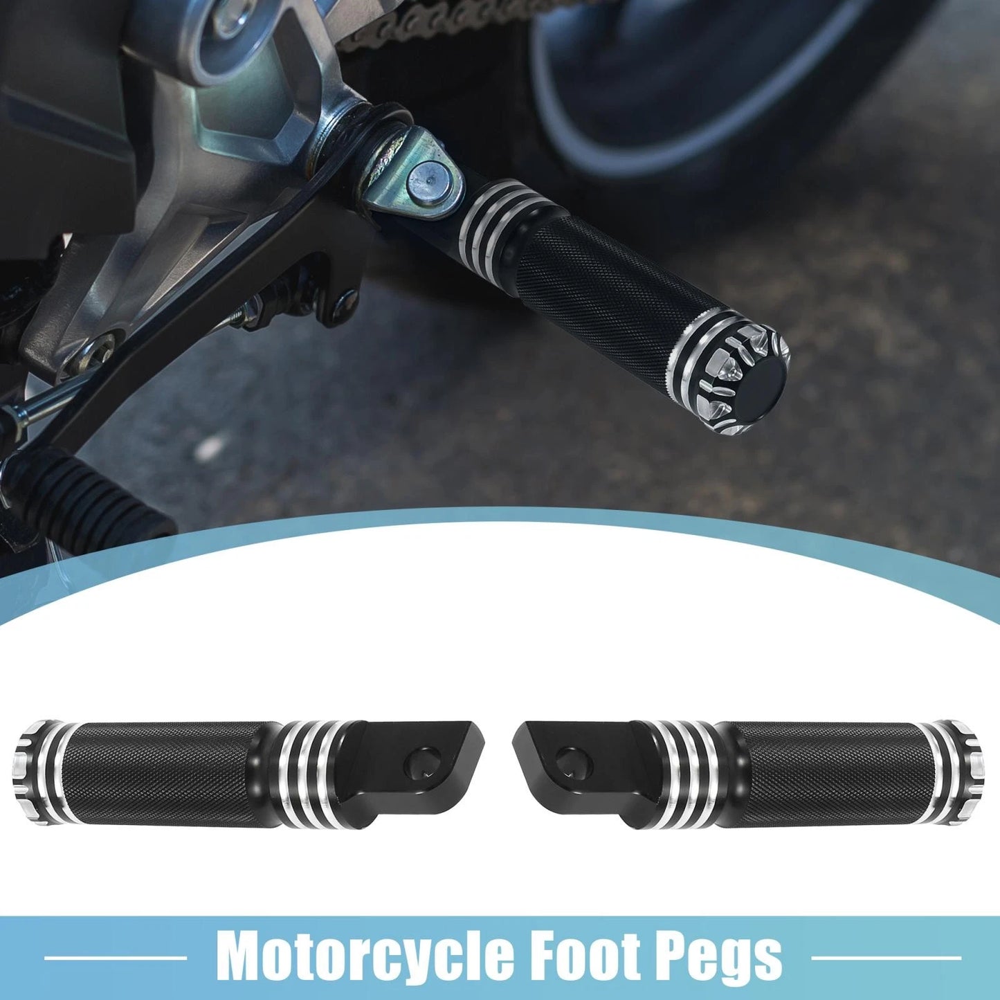 Pair 9mm Aluminum Aolly Motorcycle Rearsets Rear Set Footrest Footpeg Black