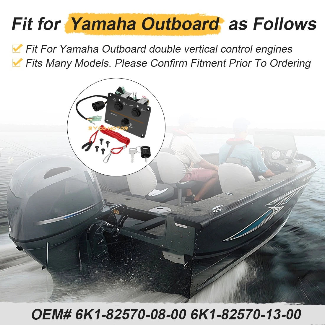 Top Twin Dual Key Switch Assembly Panel for Yamaha