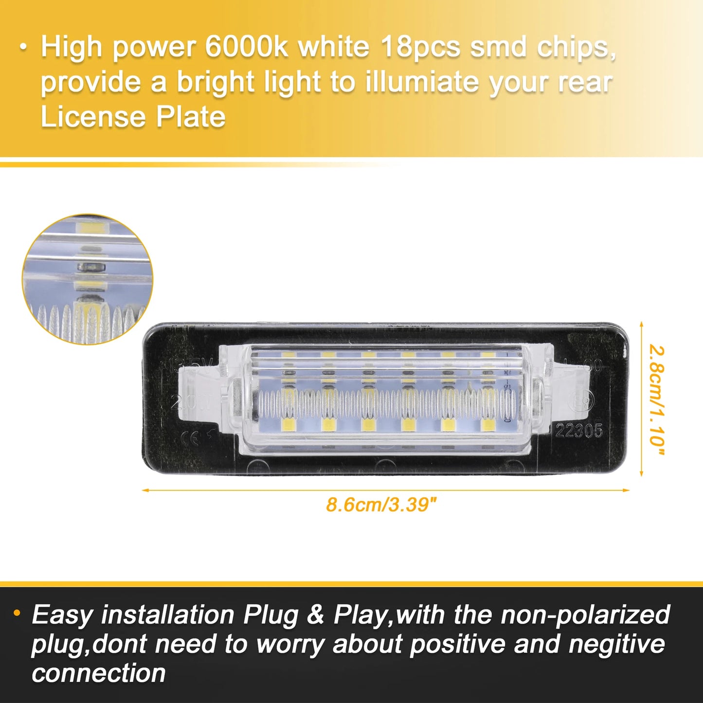 LED License Plate Light Assembly for Mercedes-Benz E-Class (1996-2002)