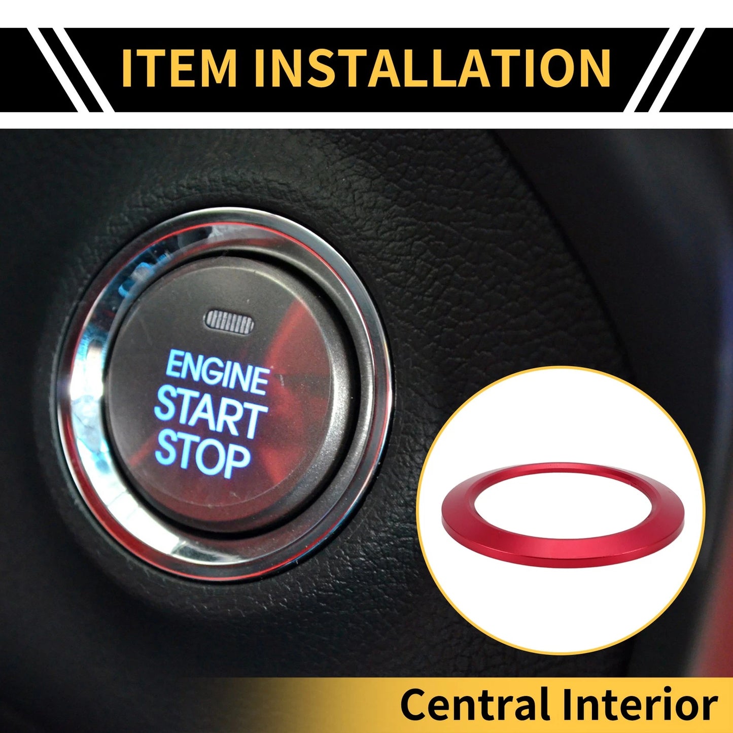 Engine Start Stop Button Cover Ring for Ford F-150 (2016-2021) Red