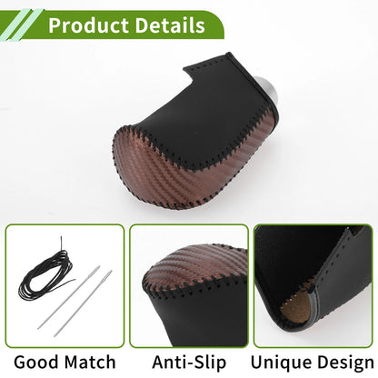 Car Gear Shift Knob Cover 1 Pc for Mazda 3 (2014-2018) Brown Carbon Fiber