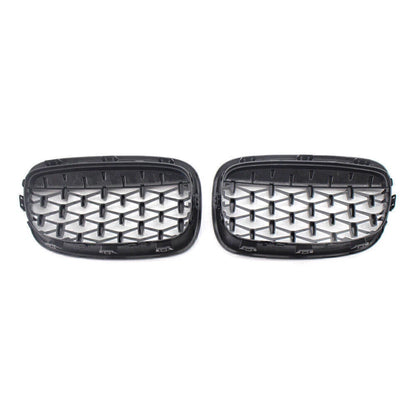 Diamond Meteor Front Kidney Grille Gloss Black for BMW 1 Series (2011-2014)